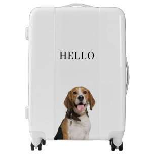 Hello Personalized Beagle Dog Portrait Photo Luggage