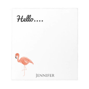 Hello, Personalized Flamingo Notepad