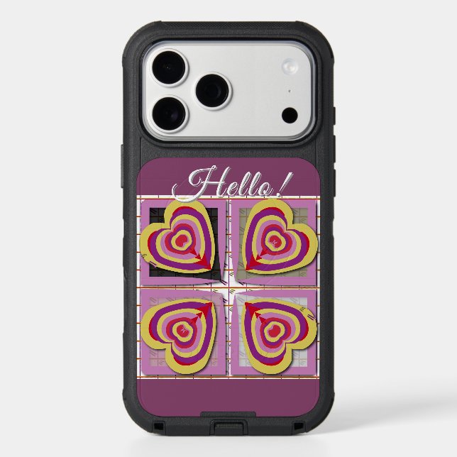 Hello Phne Case w/Hearts (Back)