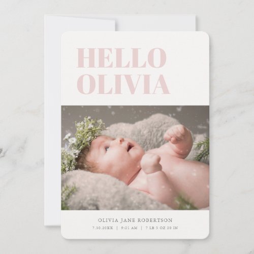 Hello Photo Collage Girl Birth Announcement