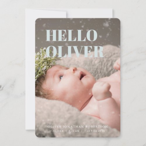 Hello Photo Collage Minimal Boy Birth Announcement