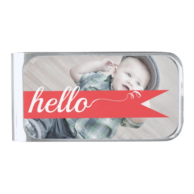 Hello Photo Gifts Silver Finish Money Clip (Front)