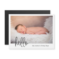 Hello Photo Modern Birth Announcement Magnet