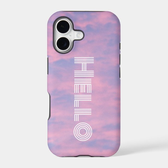 Hello Pink Clouds in Sky Iphone Case (Back)