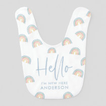 Hello pink girly rainbow new baby bib