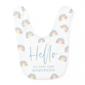 Hello pink girly rainbow new baby bib