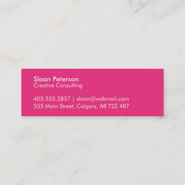 Hello Pink Mini Business Card (Back)