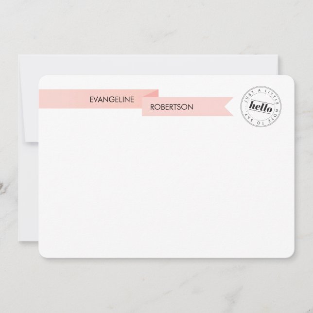 Hello Pink Ribbon Note Card (Front)