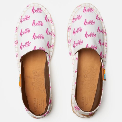 Hello Pink White Handwritten Script Espadrilles