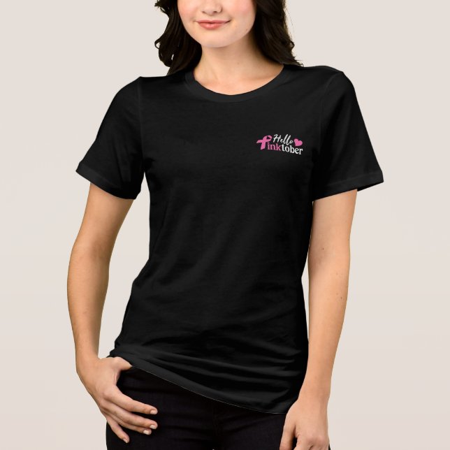 Hello Pinktober Breast Cancer Awareness Month Tri-Blend Shirt (Front)