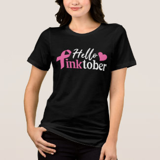 Hello Pinktober Breast Cancer Awareness Month Tri-Blend Shirt