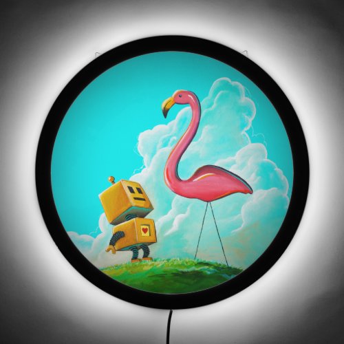 Hello Pinky _ Robot Flamingo Illuminated Art