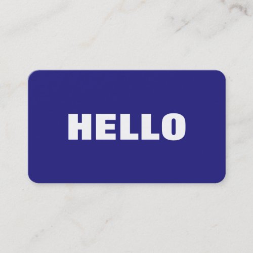 Hello Plain Simple Clean Blue White Professional Business Card
