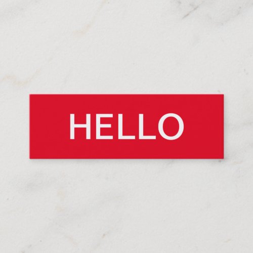 Hello Plain Simple Clean Red White Professional Mini Business Card