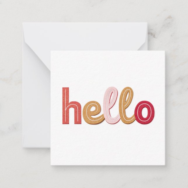 "Hello" Playful Modern Greeting Card - Bold Multic (Front)