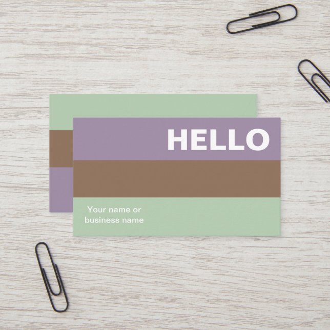 Hello Plum Mint Color Palette Minimal Classy Business Card (Front/Back In Situ)