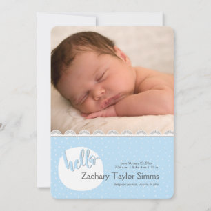 Hello Polka Dots Photo Birth Announcement