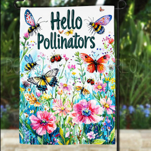 Hello Pollinators Garden Flag