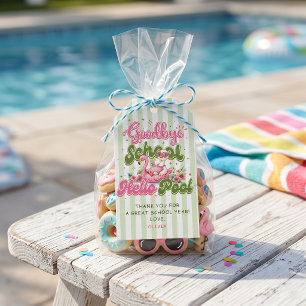 Hello Pool Party Green Stripes Gift Tags