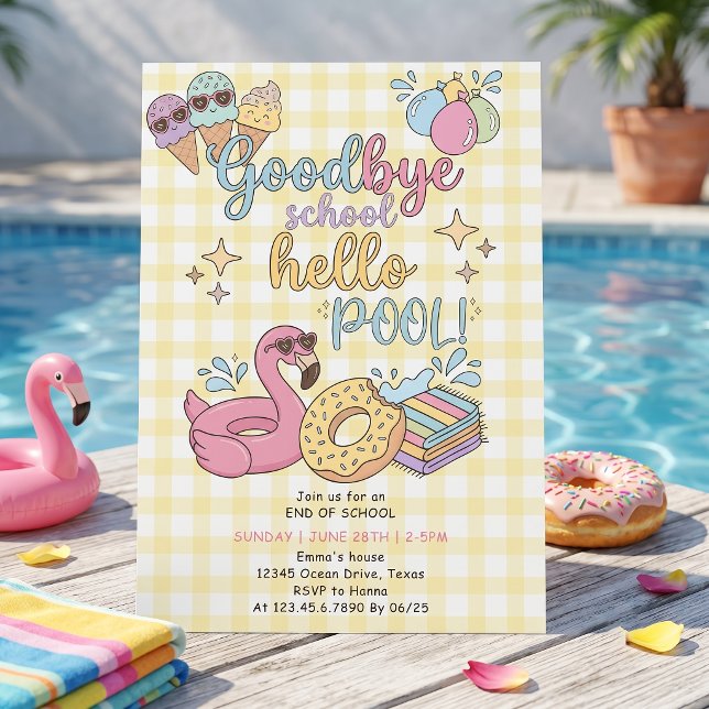Hello Pool Party Yellow Caro Invitation (Creator Uploaded)