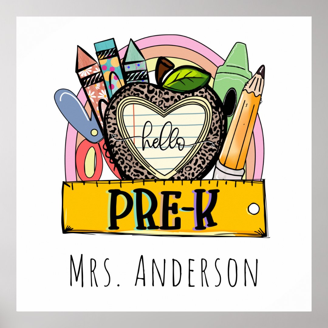 Hello Pre K Back To School Poster Zazzle