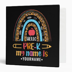 Hello Pre K Back to School Preschool Gifts 3 Ring Binder
