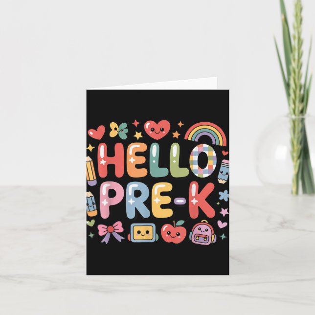 Hello Pre-k Back To School Teacher Student Fun Gra Card (Front)