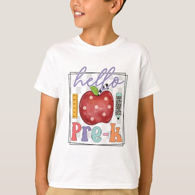 Hello Pre-K, Boys or Girls T-Shirt (Front)