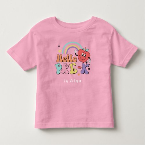 Hello Pre_K Colorful Elementary School Pink Toddler T_shirt