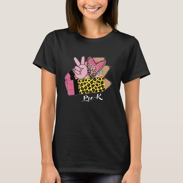 Hello Pre K Cute Pencil  Teacher Back To School T-Shirt (Front)