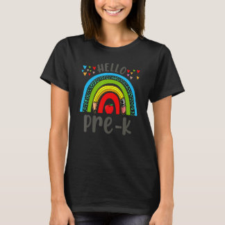 Hello Pre K First Day Of School Rainbow Student Te T-Shirt