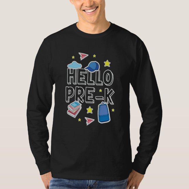 Hello Pre K Kids Cute Pre Kindergarten Pk T-Shirt (Front)
