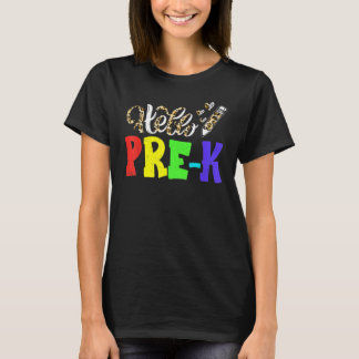 Hello Pre K Leopard Print Pre K Back To School T-Shirt