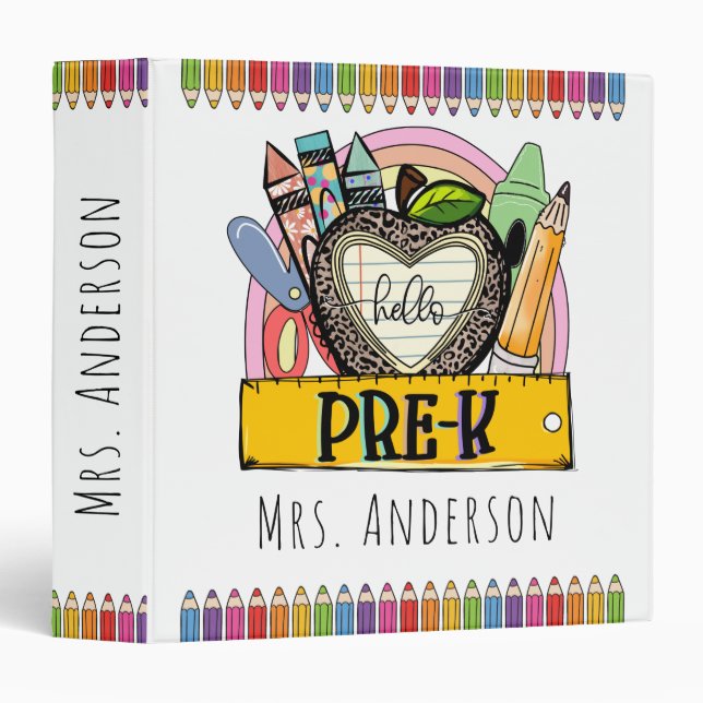 Hello Pre-k, Pre k Classroom 3 Ring Binder (Front/Spine)