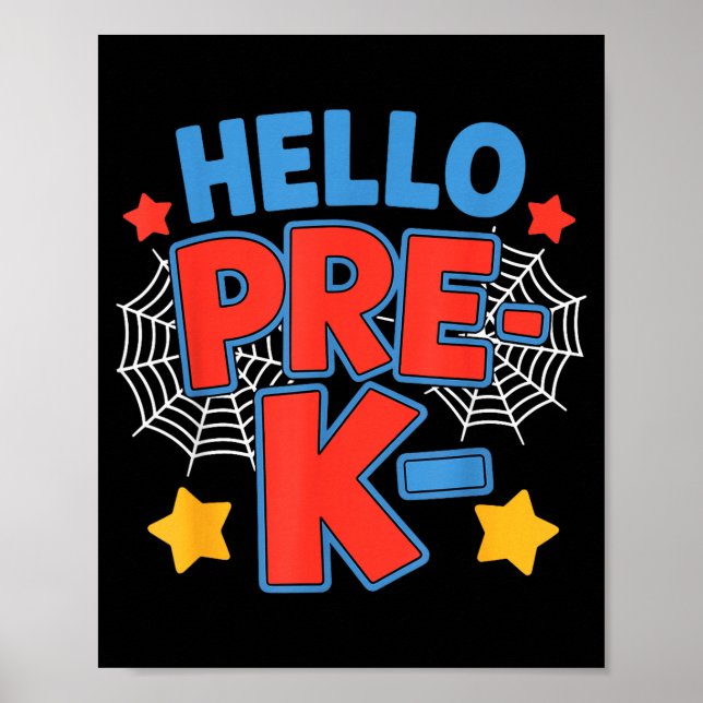 Hello pre-k preschool squad spider back to school poster (Front)
