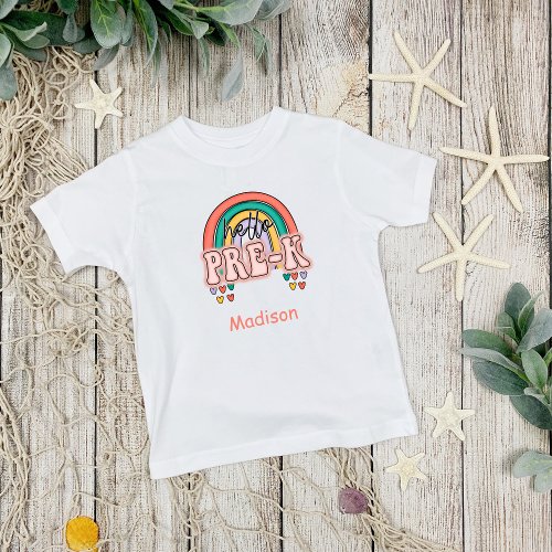 Hello Pre_K Rainbow Starting Pre K Back to School Toddler T_shirt