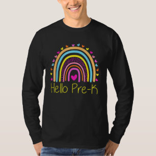 Hello Pre K Rainbow Team Hello Preschool Rocks Squ T-Shirt
