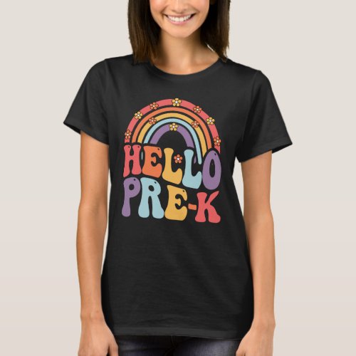 Hello Pre_k Retro Boho Rainbow Back To School  T_Shirt