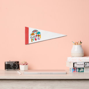 Hello Pre-K Retro Groovy Pennant Flag