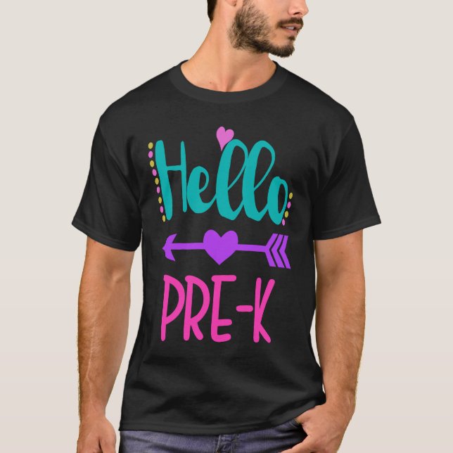 Hello Pre K Teacher Student Teacher Little Girl T-Shirt (Front)