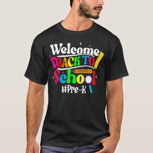 Hello Pre K Team PreK Back to School Teacher Girls T-Shirt (Front)