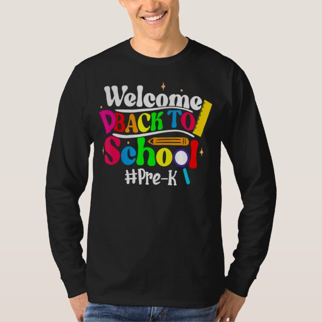 Hello Pre K Team PreK Back to School Teacher Girls T-Shirt (Front)