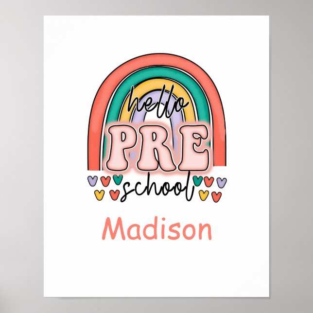 Hello Pre- School Rainbow Starting Pre School Poster (Front)