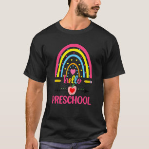 Hello Preschool Boho Rainbow Teacher Back To Schoo T-Shirt