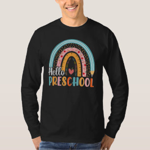 Hello Preschool Boho Rainbow Teacher Back To Schoo T-Shirt