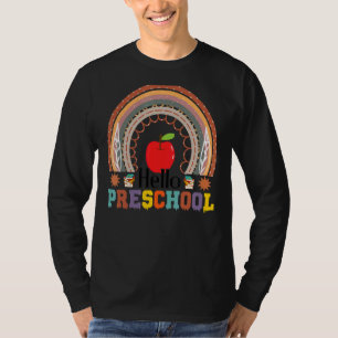 Hello Preschool Boho Rainbow Teacher Back To Schoo T-Shirt
