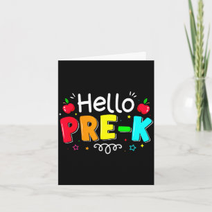 Hello preschool boy girl teacher back to school card