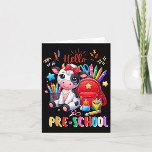 Hello Preschool Cute Cow 100th Day Of School Stude Card