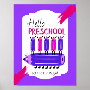 Hello Preschool Kids Poster