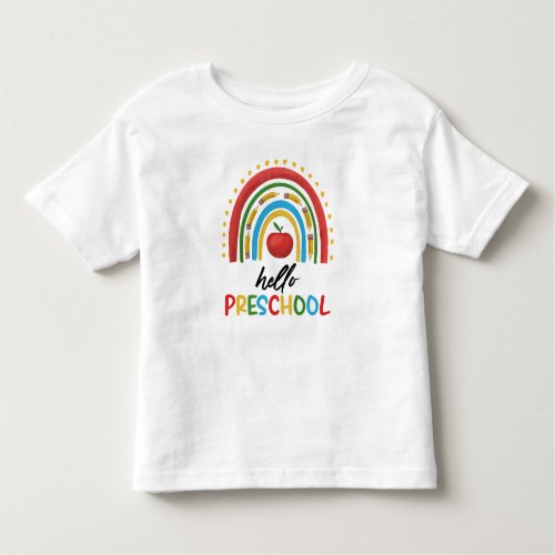 Hello Preschool Pre School Rainbow Back To School Toddler T_shirt